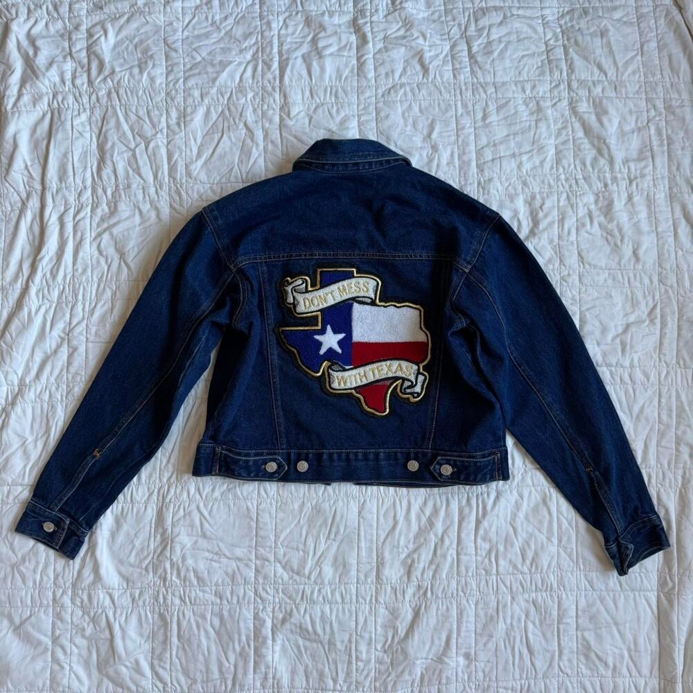Vintage Y2K cowgirl texas denim jacket sz small festival‎ rodeo western